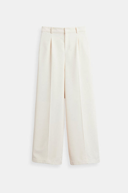 Damesbroek Zwart Wijd Model met Plooien Elegante Stijl - StudioMarella