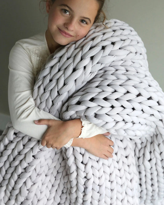 Handgebreid Chunky Plaid – Dik Gebreide Deken in Zachte Chenille voor Bank en Bed