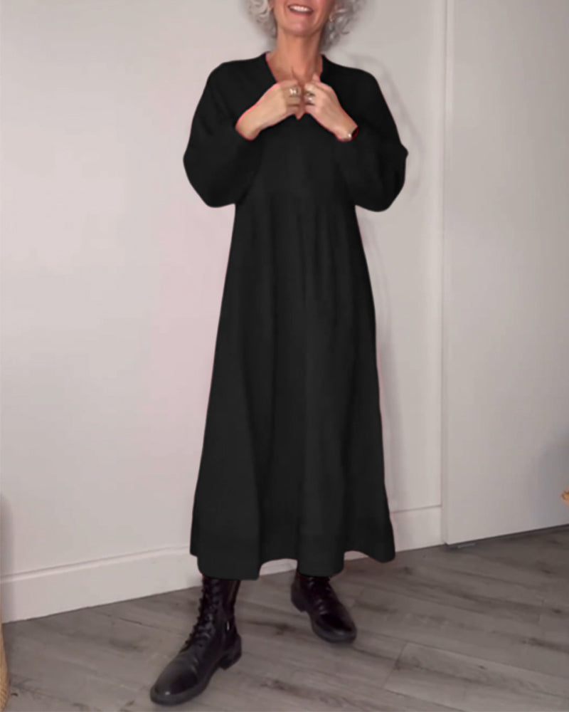 Elegante Jurk met Tas en Lange Mouw
