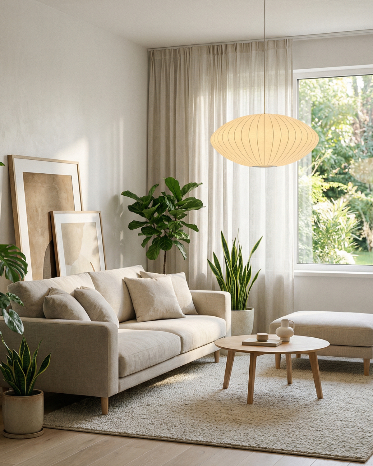 Moderne Ronde Hanglamp Met Geribbelde Kap En Warme Sfeerverlichting