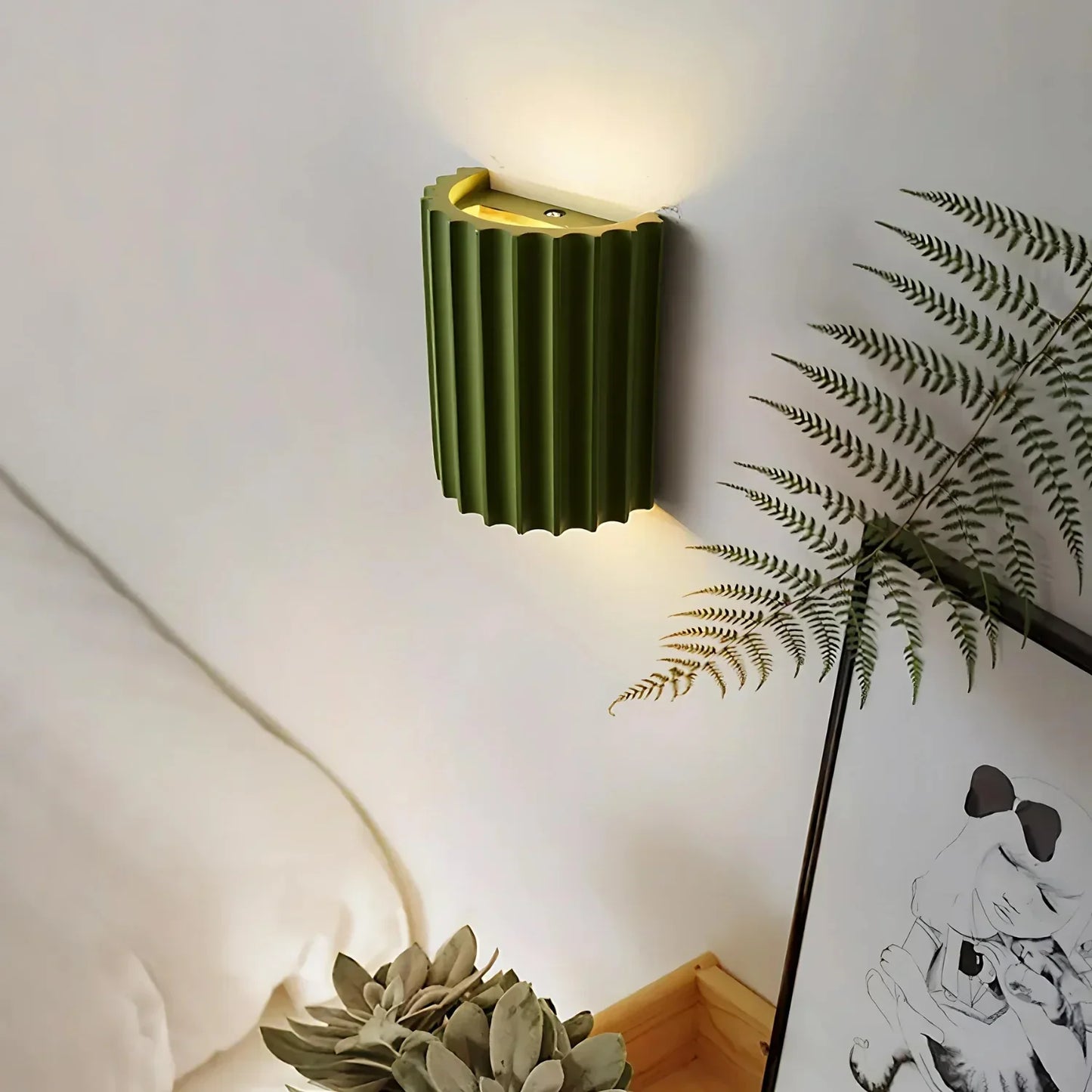Wandlamp Resin Sculptuur Golvend Nordisch Wit Groen Grijs Slaapkamer Hal