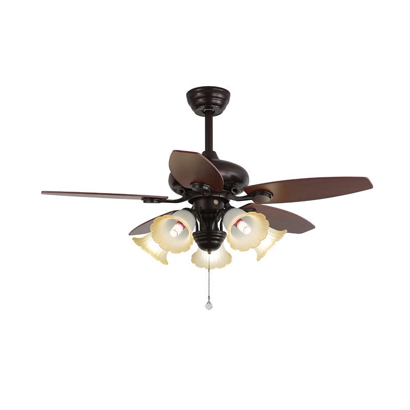 Plafondventilator met Verlichting en Afstandsbediening Klassiek Hout en Glas Ø107cm
