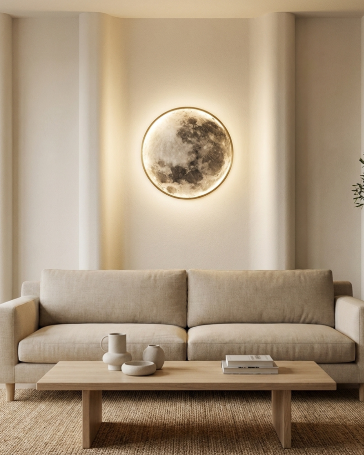 Maanverlichting Wandlamp LED met Reliëf 3D Sfeerverlichting Vollemaan Effect voor Slaapkamer Woonkamer Ontspanning Meditatie