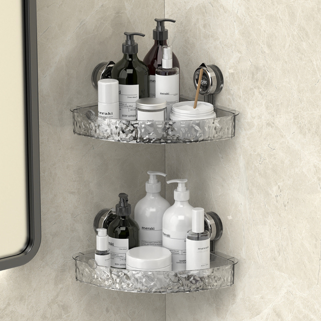 Badkamer Hoekrek met Zuignap – Zonder Boren | Sterk, Ruimtebesparend Eckrek voor Douche & Badkamer