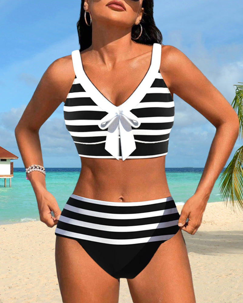 Dames Bikini Hoge Taille Gestreept Model