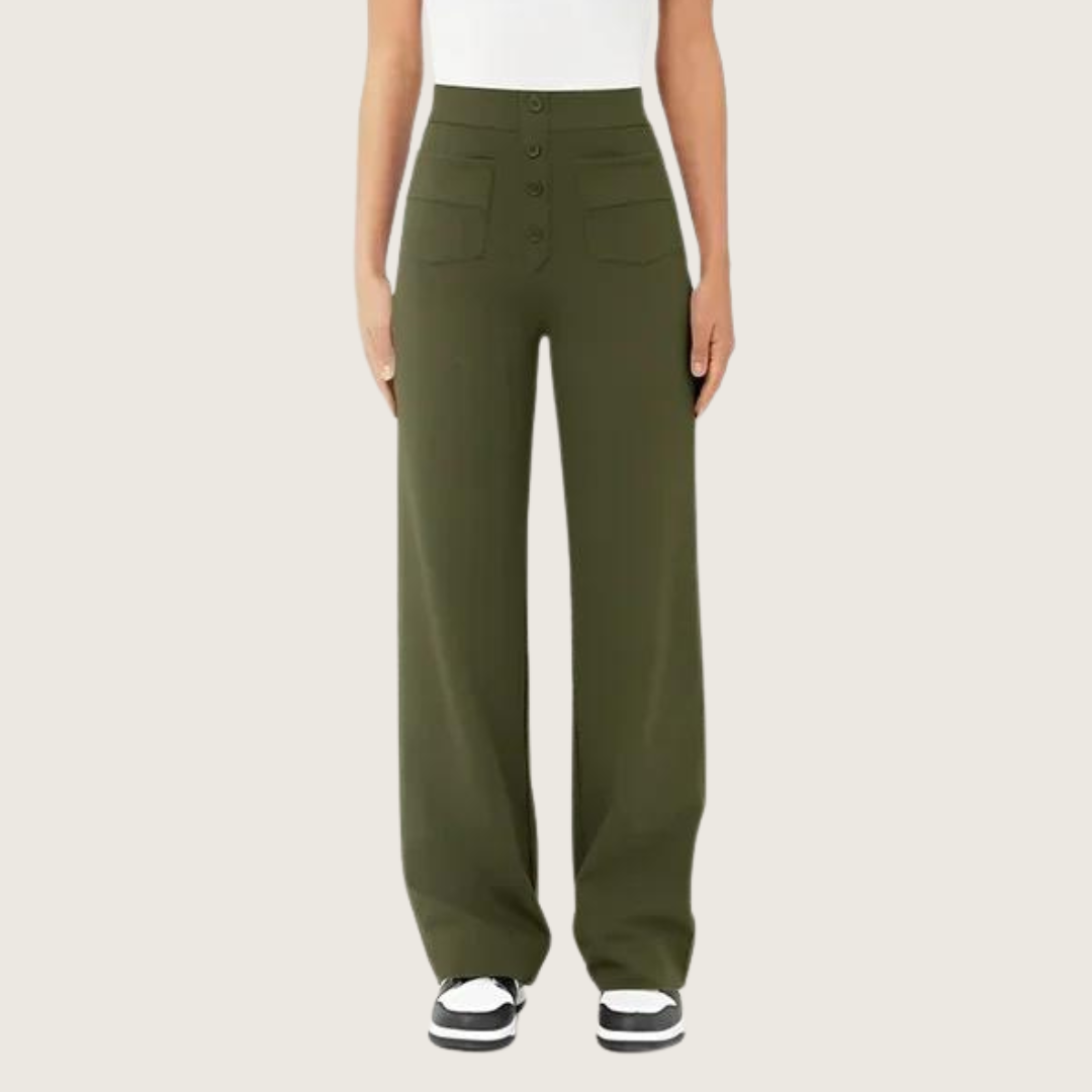 Hoge Broek voor Dames Elastisch Comfortabel Zwart - StudioMarella