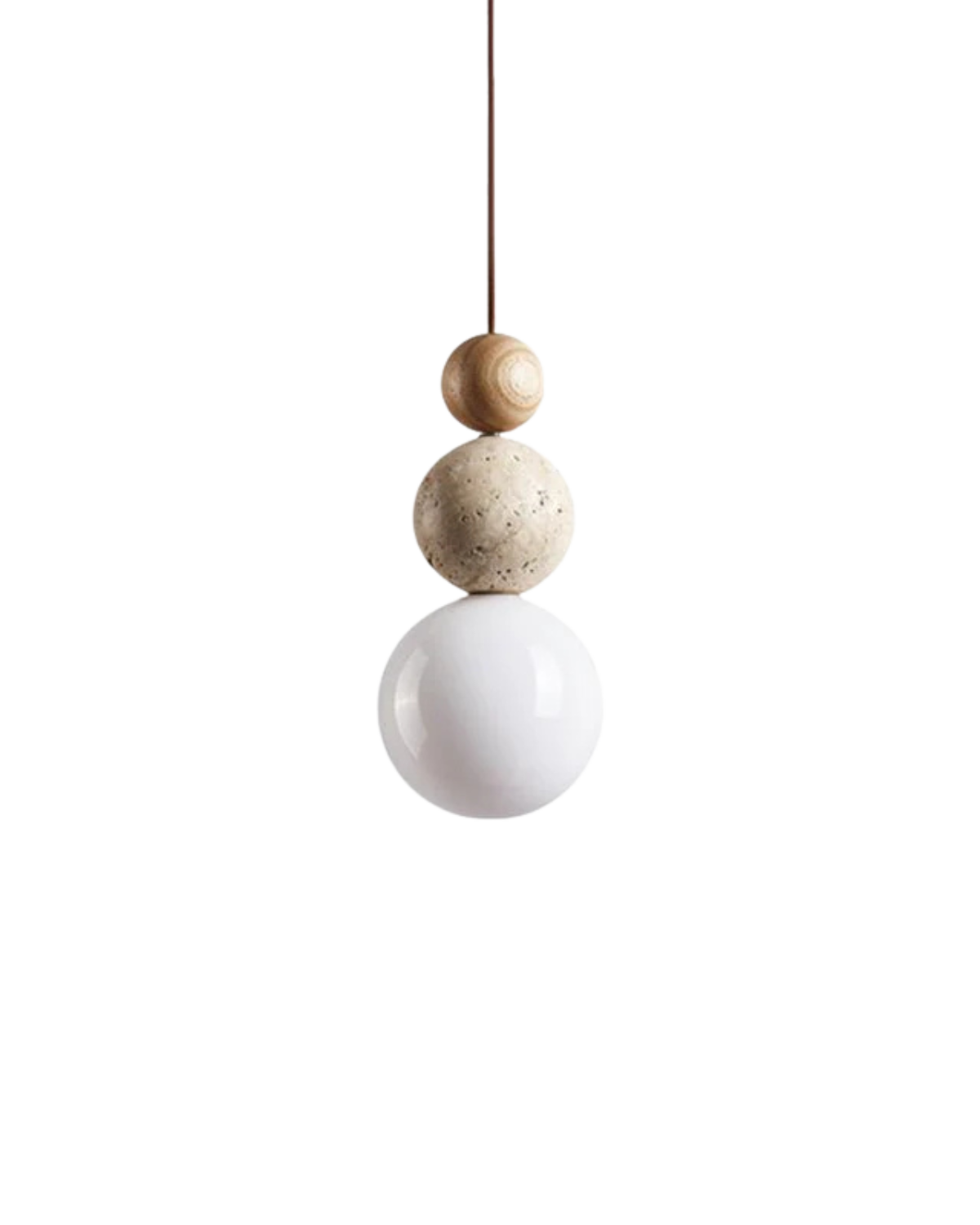 Sculptuur Hanglamp met Natuursteen en Glazen Bol – Warm Ambient Licht voor Eetkamer Woonkamer Slaapkamer – Japandi Design Hangverlichting