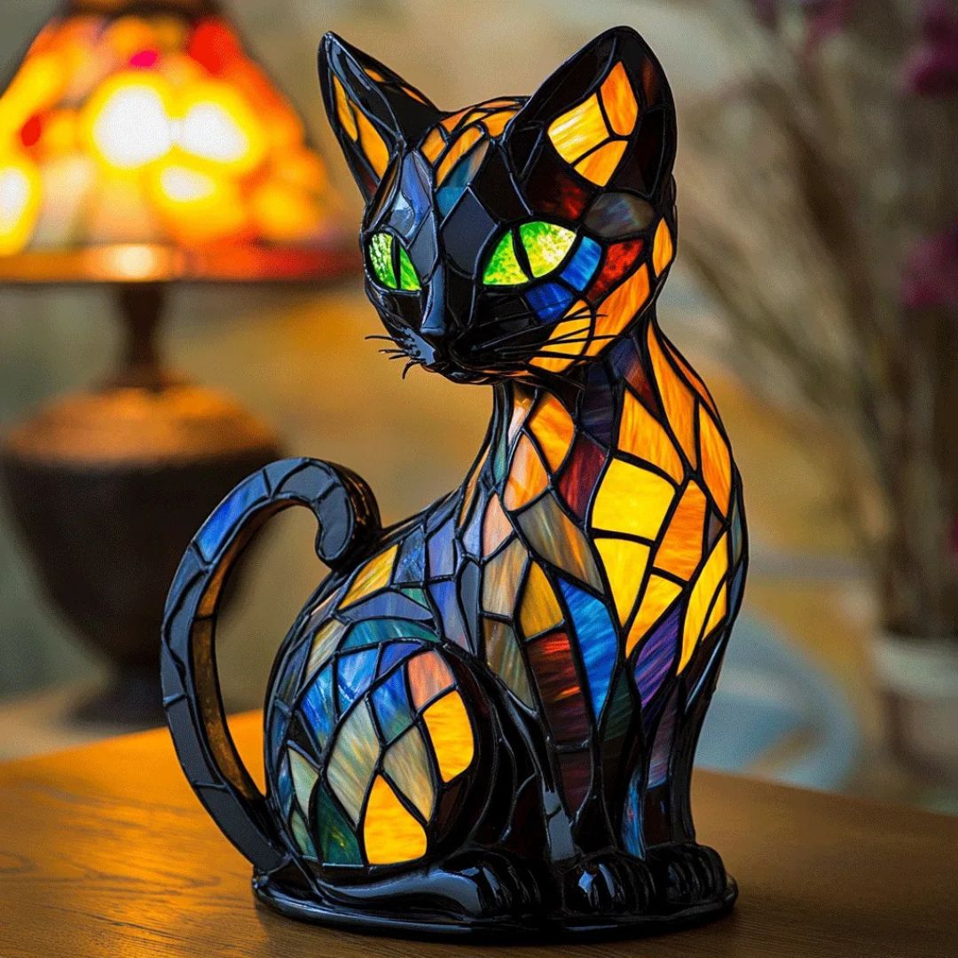 Handgemaakte Kattenlampe - Decoratieve Tafellamp met Warm Licht - Nachtlampje voor Dierenliefhebbers - Origineel Kado voor Verjaardagen en Feestdagen