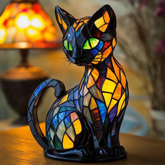 Handgemaakte Kattenlampe - Decoratieve Tafellamp met Warm Licht - Nachtlampje voor Dierenliefhebbers - Origineel Kado voor Verjaardagen en Feestdagen