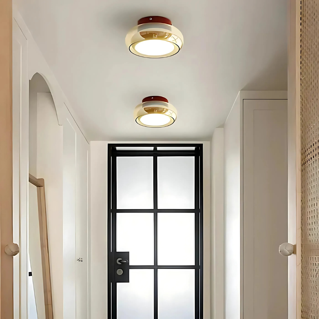Plafondlamp Glas LED 24W Amber Woonkamer Hal Retro Design Compact Modern