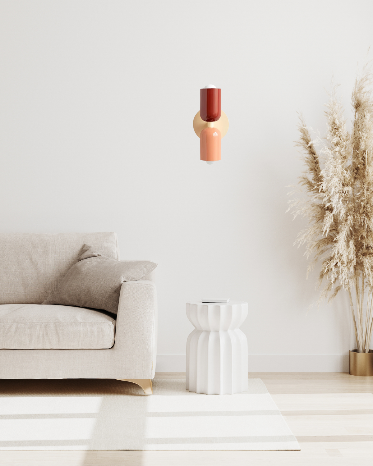 Dubbele Wandlamp met Ronde Lampenkappen – Modern Design in Groen, Beige, Rood of Roze – Sfeerverlichting voor Slaapkamer, Woonkamer en Hal