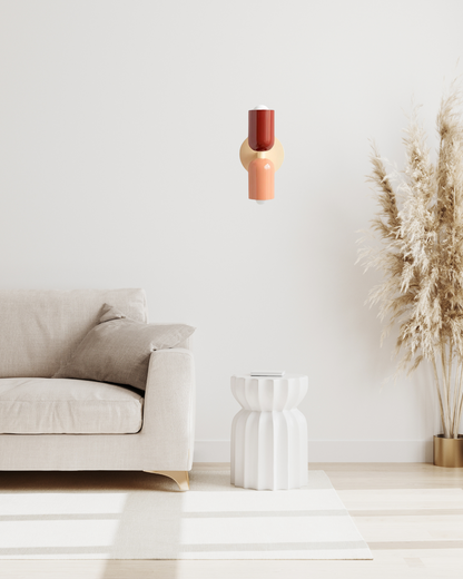 Dubbele Wandlamp met Ronde Lampenkappen – Modern Design in Groen, Beige, Rood of Roze – Sfeerverlichting voor Slaapkamer, Woonkamer en Hal