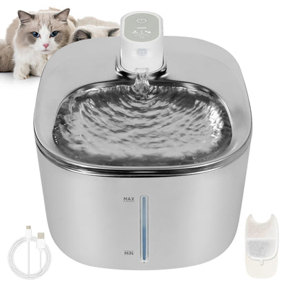 Slimme RVS Drinkfontein voor Katten en Kleine Honden 4L – Draadloos met Filter en Stil Waterpomp