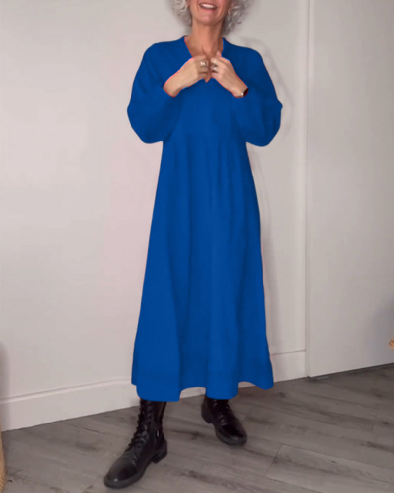 Elegante Jurk met Tas en Lange Mouw