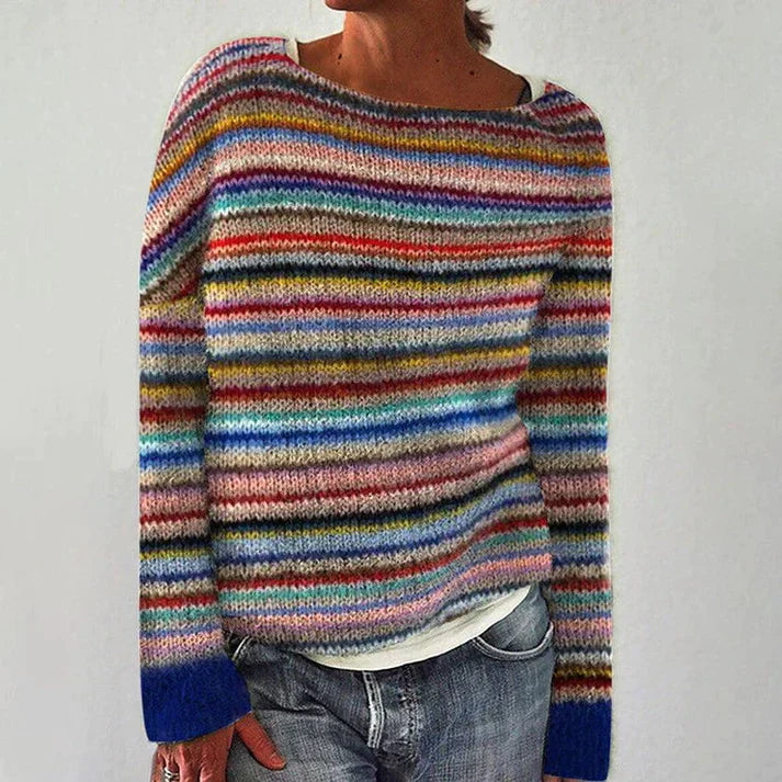 Dame Trui Lange Mouwen Gestreept Elegante Stijl - StudioMarella