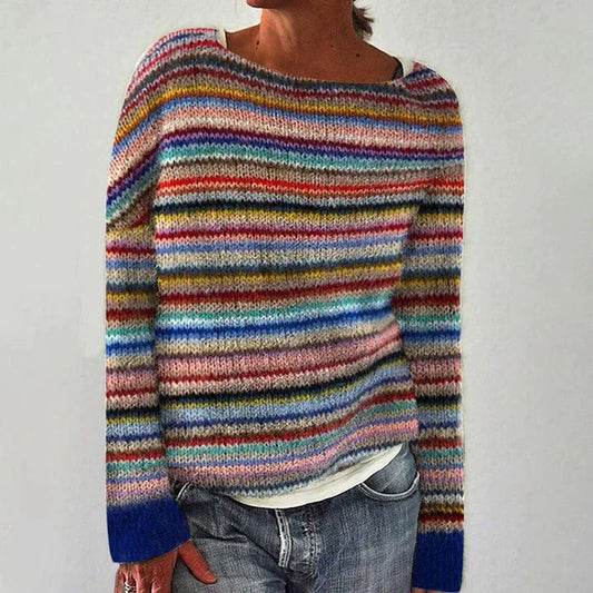 Dame Trui Lange Mouwen Gestreept Elegante Stijl - StudioMarella