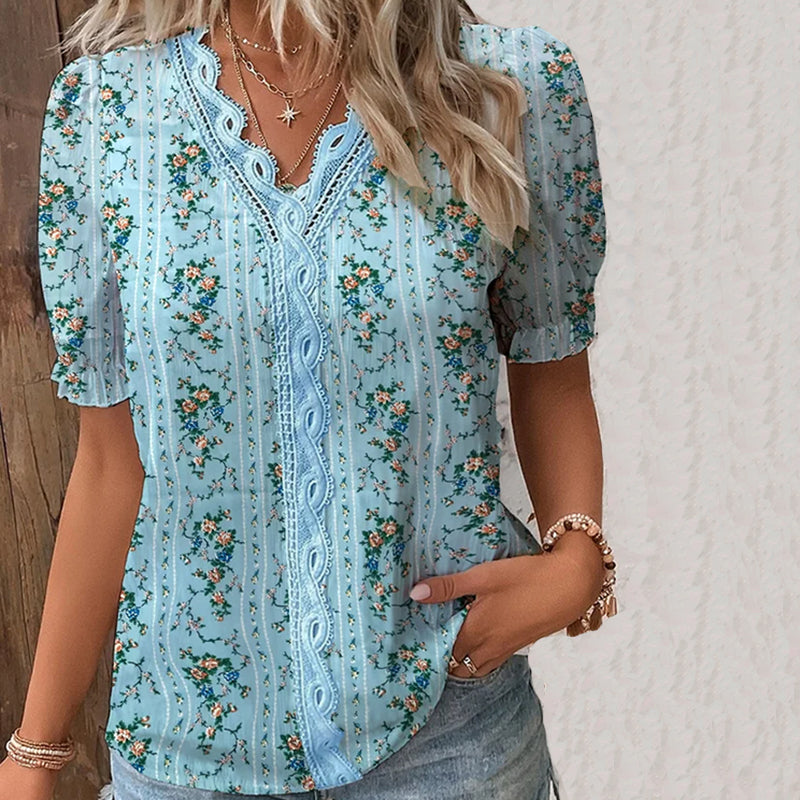 Bloemenkant Blouse Vrouwelijke Stijl