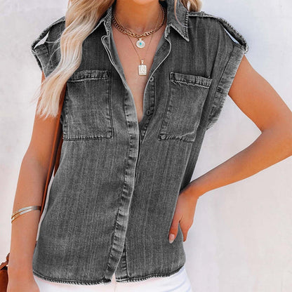 Dames Topje Blauwe Denim Casual Stijl - StudioMarella