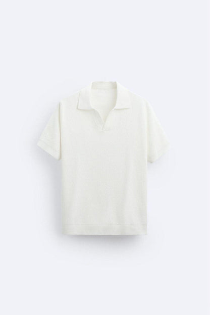 Wit Gebreid Poloshirt Klassiek Design - StudioMarella