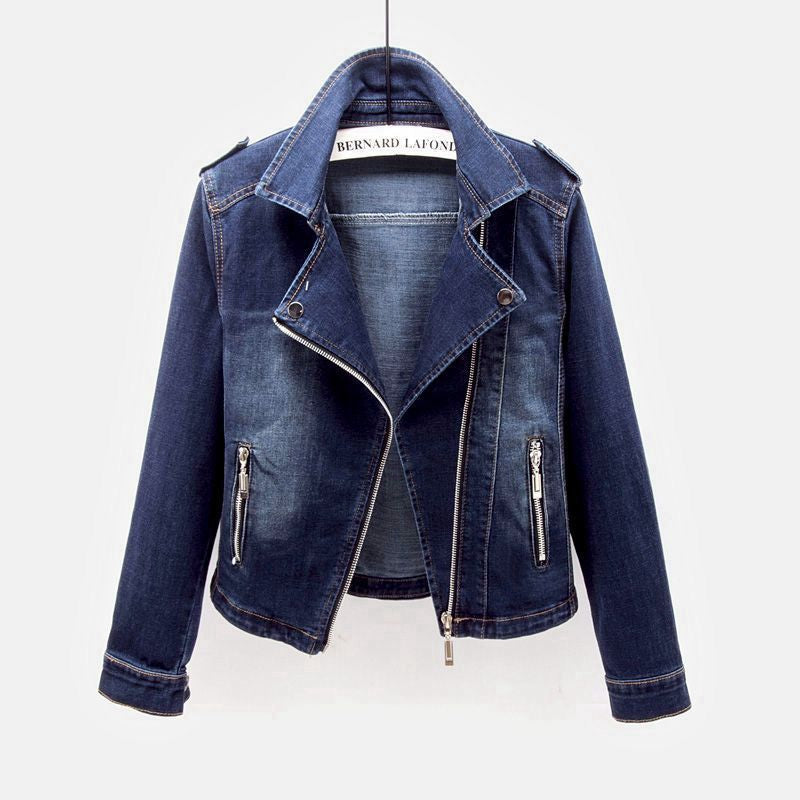 Stoere Denim Jack met Asymmetrische Rits