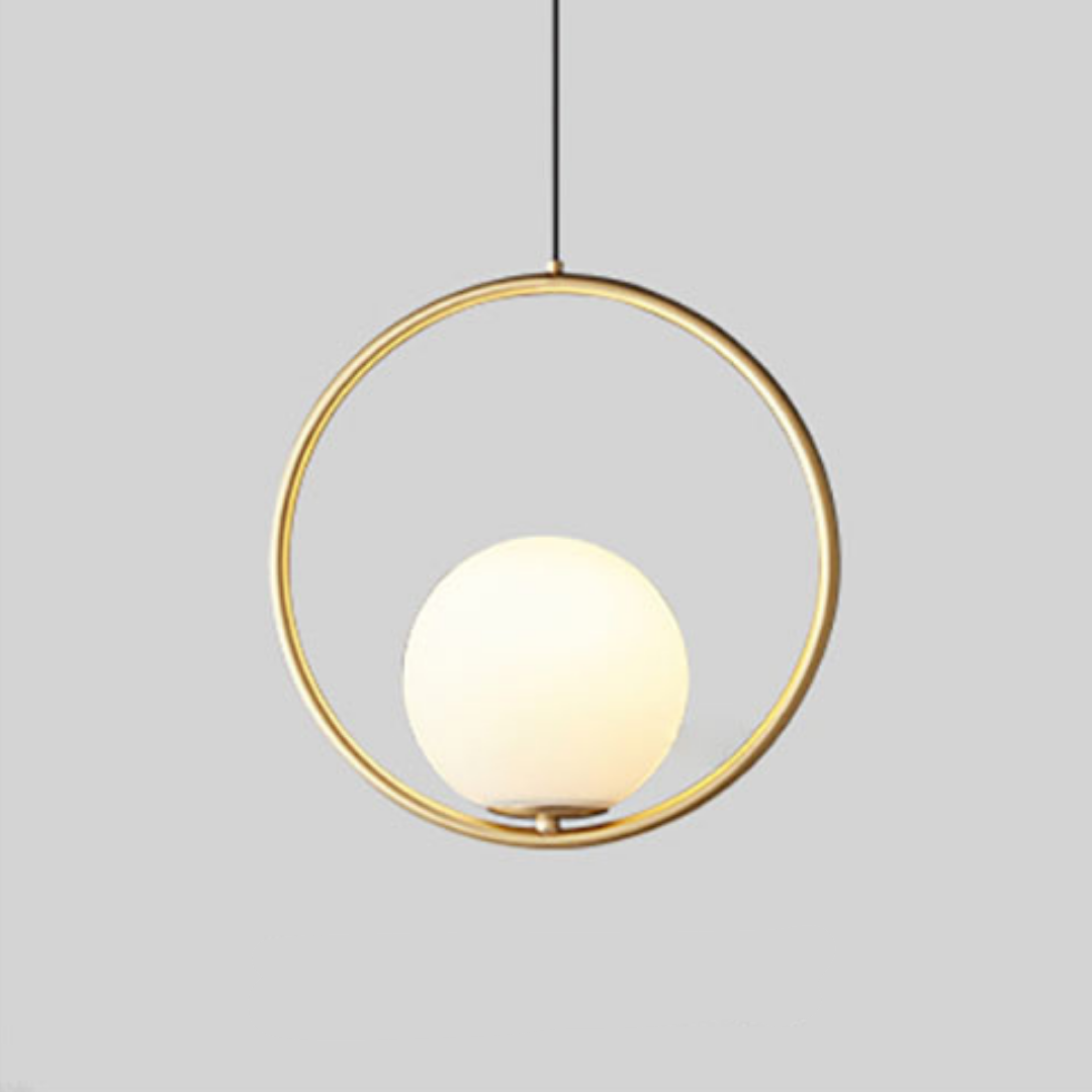 Scandinavische Hanglamp Mia met Gouden Armatuur en Glazen Kap – Moderne Plafondverlichting voor Eetkamer, Slaapkamer en Woonkamer