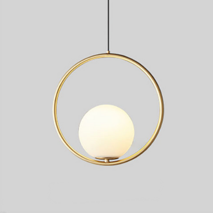 Scandinavische Hanglamp Mia met Gouden Armatuur en Glazen Kap – Moderne Plafondverlichting voor Eetkamer, Slaapkamer en Woonkamer