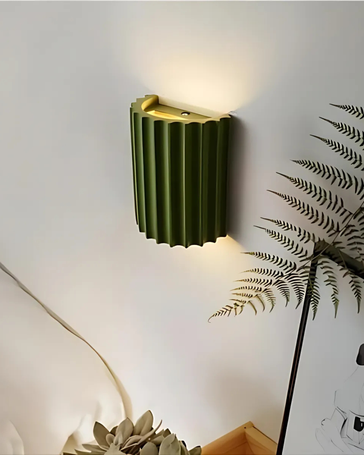 Wandlamp Ribbelstructuur Groen Met Tweezijdige Lichtbundel Voor Sfeervolle Ruimtes
