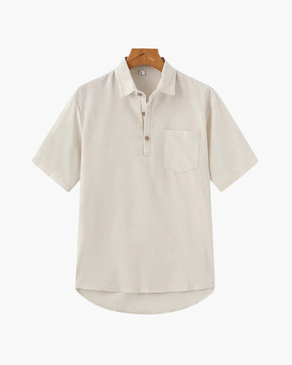 Linnen Poloshirt voor Heren Zomer met Borstzak Korte Mouw - StudioMarella