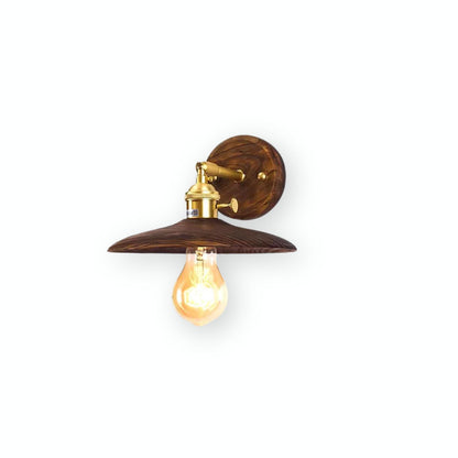 Wandlamp Walnotenhout Messing E27 20cm Rond Woonkamer Slaapkamer Gang Japandi