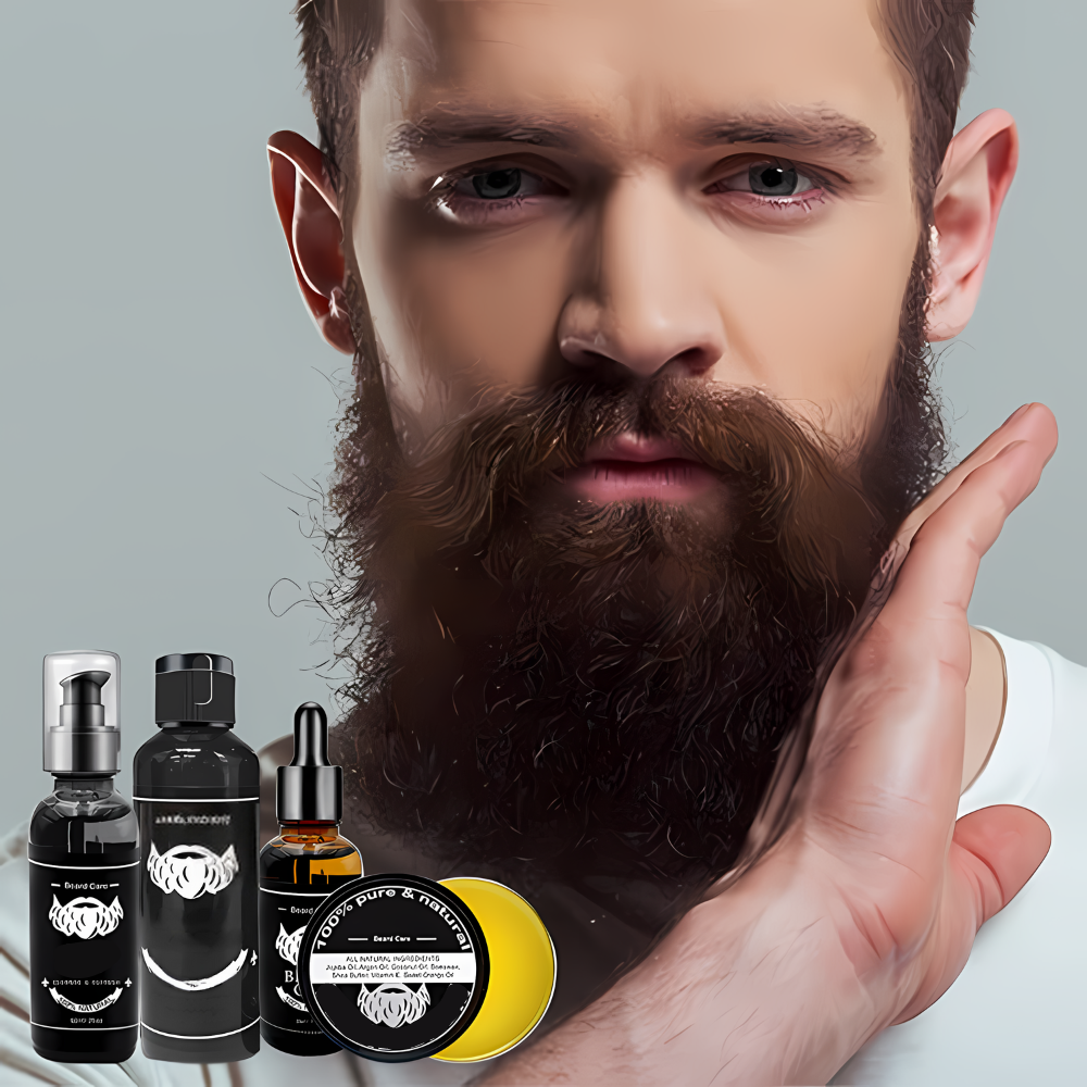 Complete Baardverzorgingsset voor Mannen met Baardborstel, Olie, Conditioner en Dermaroller