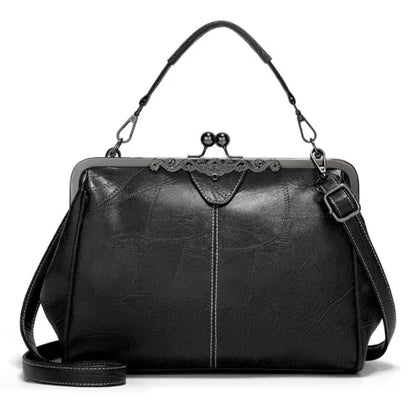 Vintage Handtas met Kliksluiting Retro Clutch Dames Avondtas Feesttas Schoudertas Elegant Design Bruin Zwart