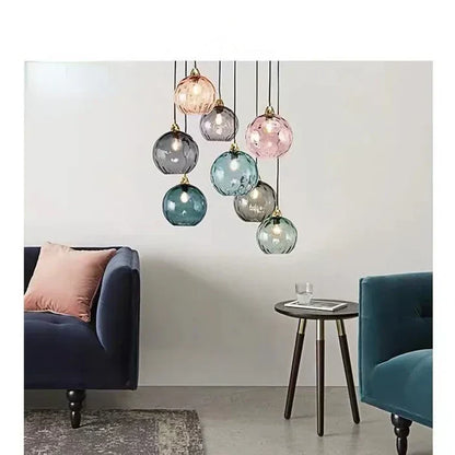Glazen Bol Hanglamp met Gekleurde Glaskap voor Eetkamer Woonkamer