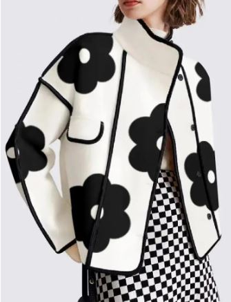 Zwarte Bloemenjurk met Knopen Floral Print - StudioMarella
