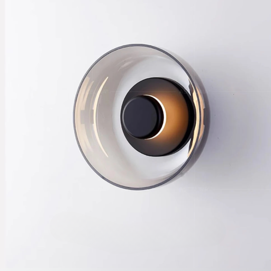 Moderne Glazen LED Wandlamp – Stijlvolle Wandverlichting in Smoke Gray of Champagne Gold – Ideaal voor Slaapkamer, Woonkamer & Hal
