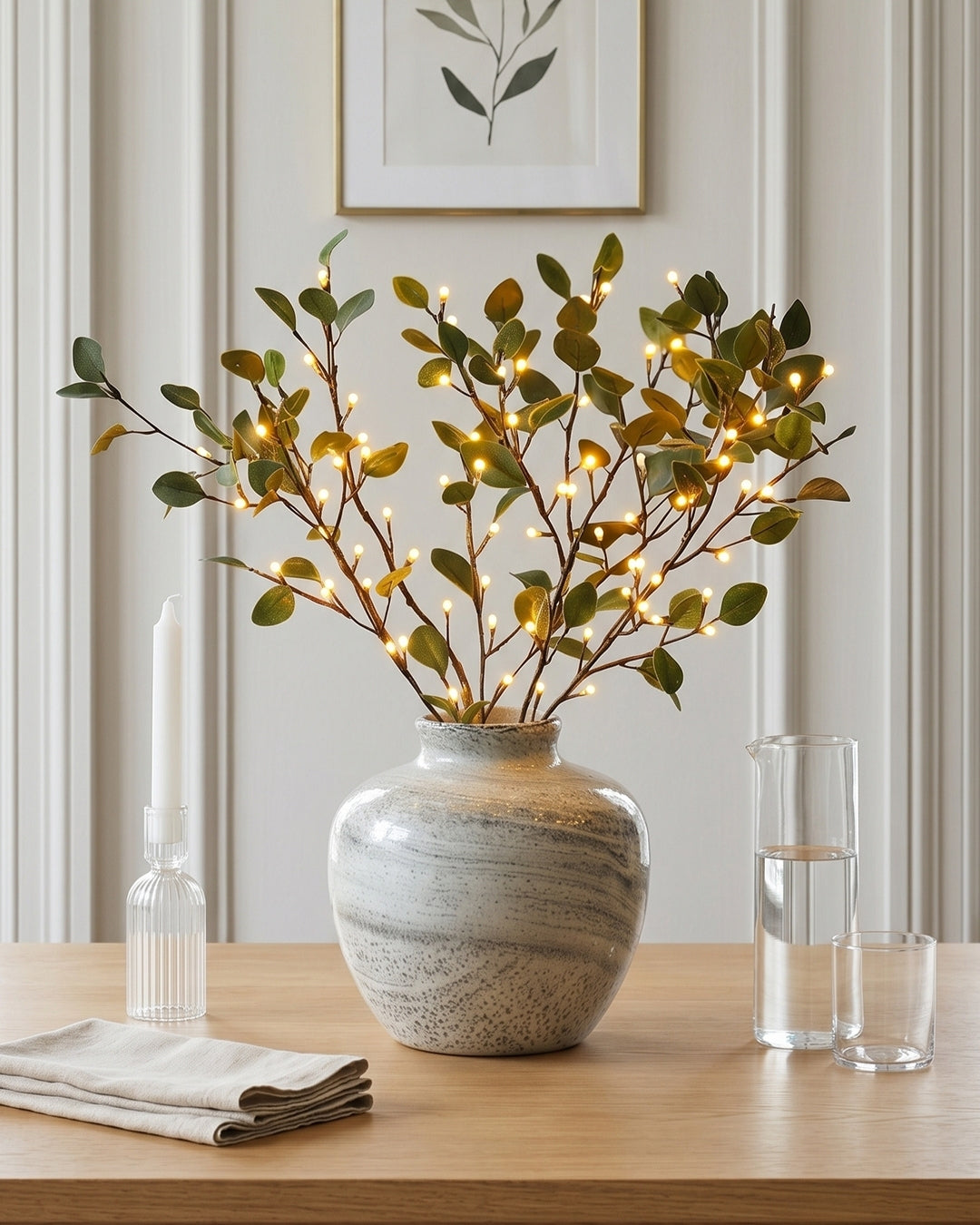 Decoratieve LED Verlichtingstak met Natuurlijke Bloesemvorm 70cm – Flexibele Sfeerverlichting voor Vazen en Schoorsteenmantels