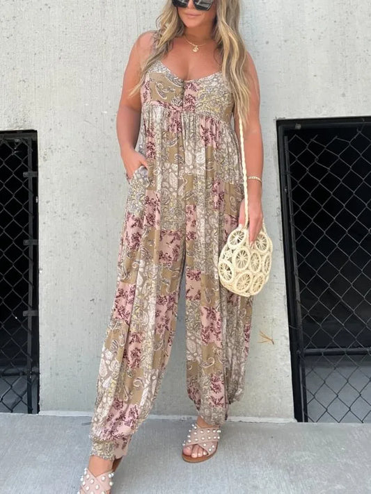 Zomer Jumpsuit met Kleurrijk Patchwork Print Casual Look - StudioMarella