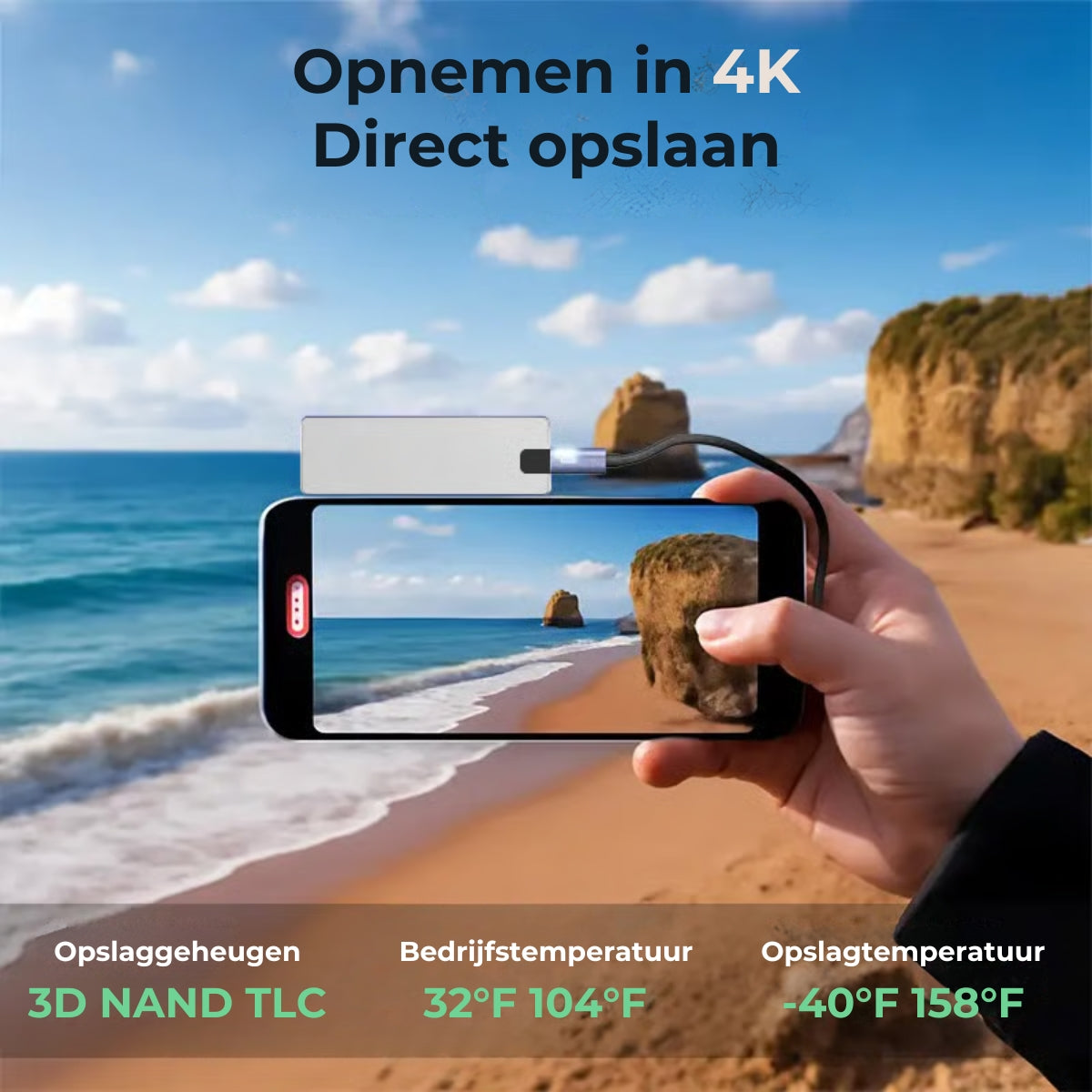 500GB USB Stick Externe Opslag Hoge Snelheid USB 3.0 Voor iPhone Android PC Mac Laptop Met Opvouwbaar Ontwerp En Compacte Draagbare Behuizing