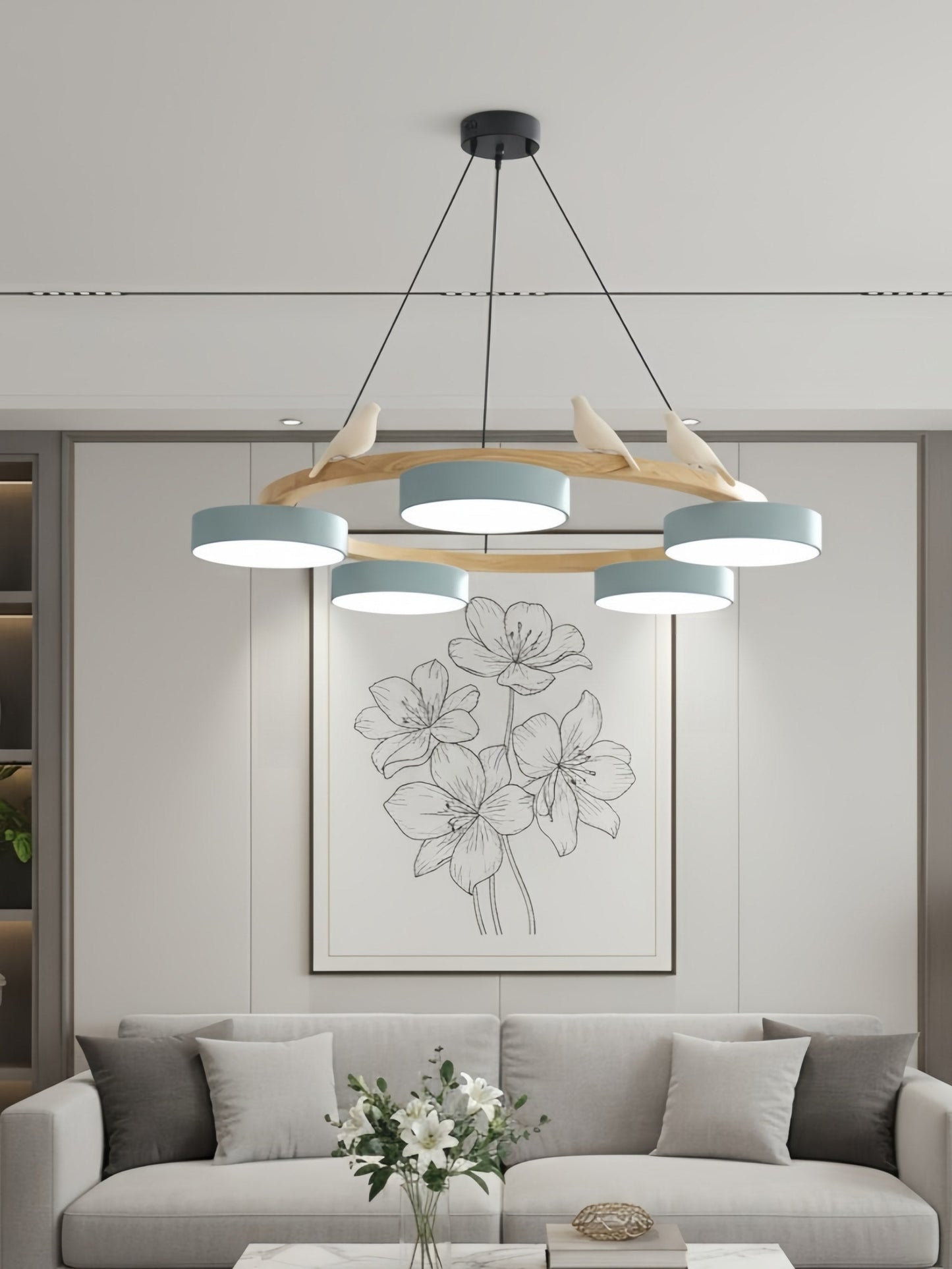 Decoratieve Vogelkroonluchter met Gekleurde Cirkels voor Eetkamer en Woonkamer