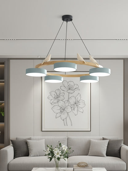 Decoratieve Vogelkroonluchter met Gekleurde Cirkels voor Eetkamer en Woonkamer