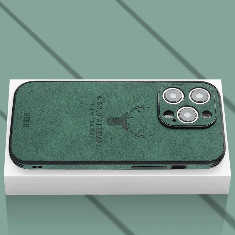 Luxe Wildleren iPhone Hoes Zwart Bruin Donkergroen Lichtblauw Beschermhoes met Shockabsorptie Camerabescherming