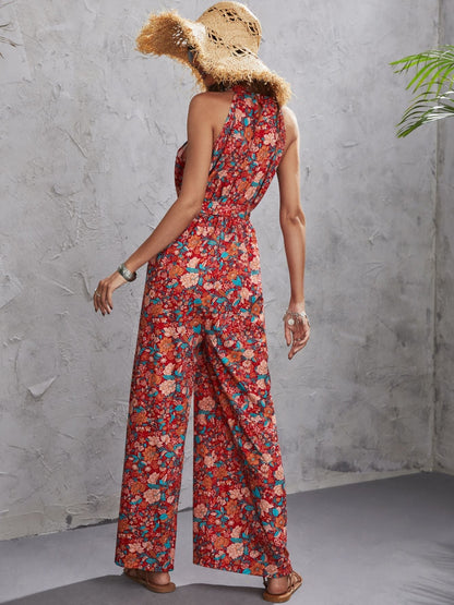 Vrouwelijke Jumpsuit Bloemenprint Zomerjurk Met Halsband