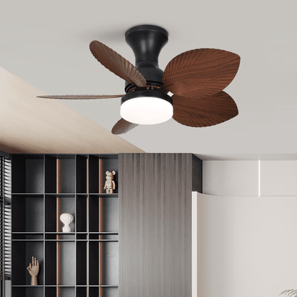 Plafondventilator met verlichting Florence in vintage houtlook — design plafondventilator met lamp, 6 snelheden, afstandsbediening, E27 of LED, geschikt voor woonkamer slaapkamer