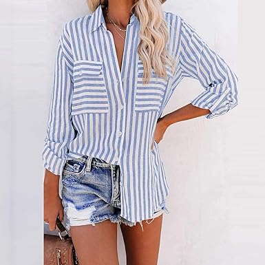 Dames Shirt Lange Mouwen Streepjes - StudioMarella