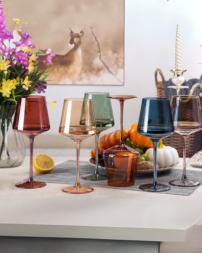 Handgeblazen Regenboog Wijnglazen Set Van 6 Luxe Gekleurd Glas Voor Wijn En Dinertafel