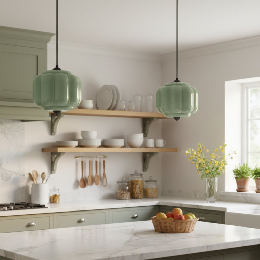 Vintage Melkglas Hanglamp met Messing Armatuur – Klassiek Retro Design voor Eetkamer, Hal & Leeshoek