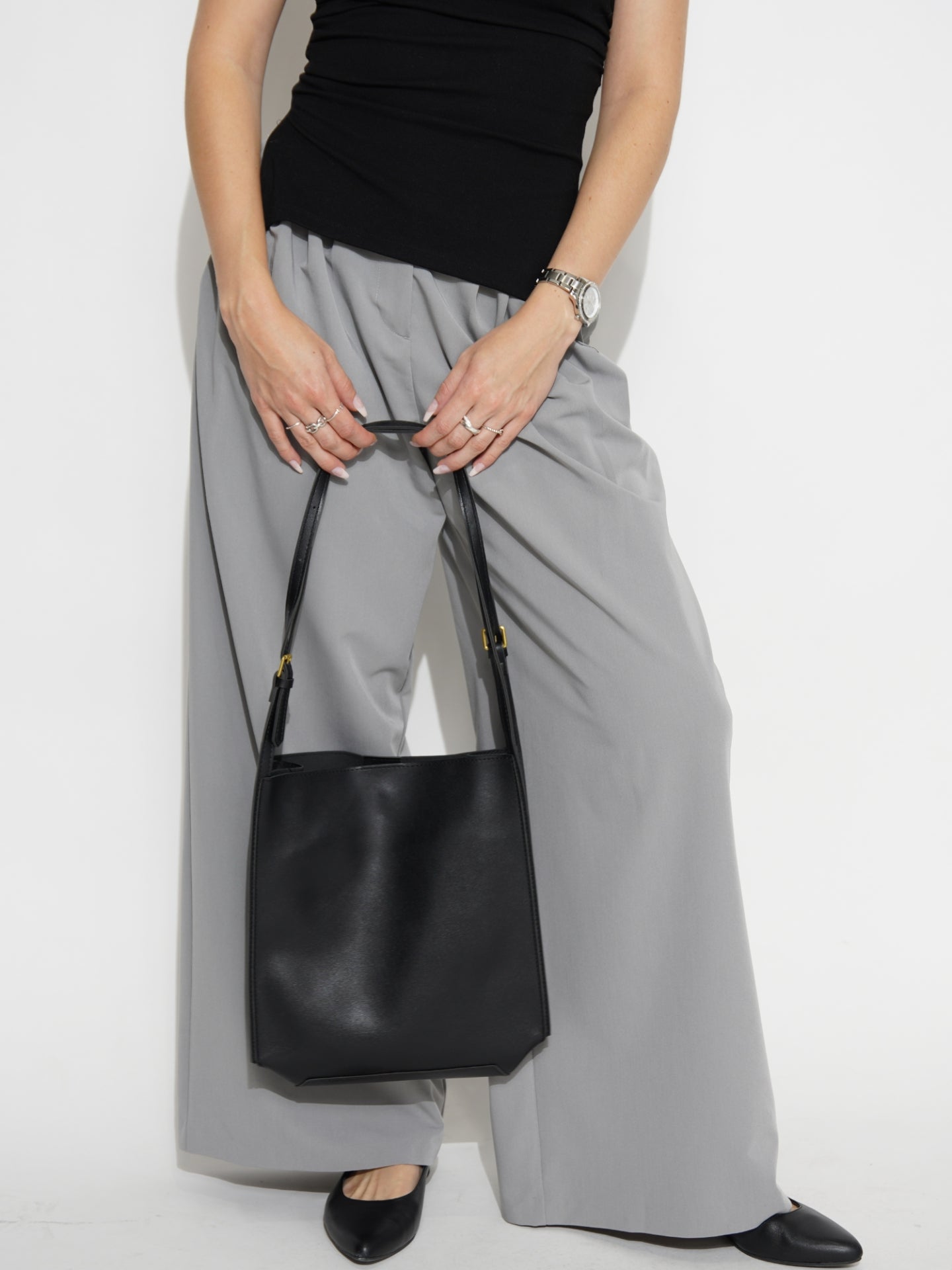 Vegan Leren Schoudertas Halfrond Elegant Ruim