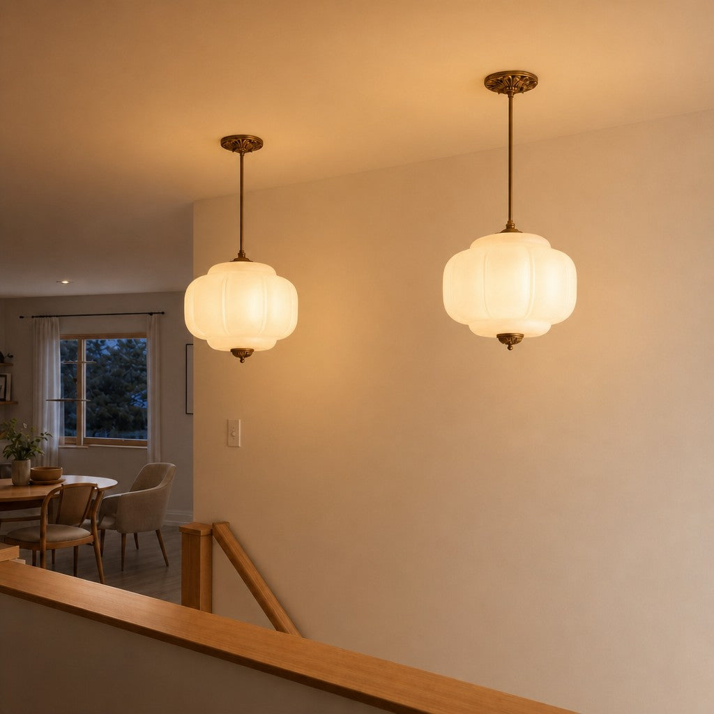 Vintage Melkglas Plafondlamp Geschulpt Rand Wit Roze Groen Blauw Helder Mat Glas Semi-Flush Hanglamp Messing Zwart Finish