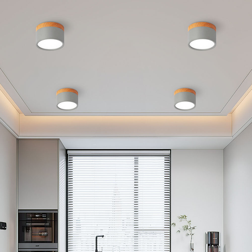 Cylinder kleine plafondlamp LED hout modern plafond hal woonkamer compact design