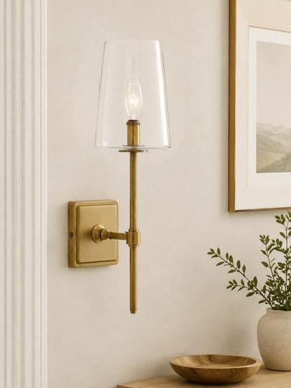 Glazen Wandlamp met Helder Glas – Enkelvoudige tot Drievoudige Configuratie – Elegante Badkamerverlichting