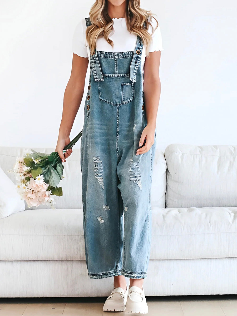 Dames Zomerbroek Denim Tuinbroek Los Zittend - StudioMarella